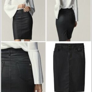 Massimo Dutti Pencil Black Matte Skirt with Stretch